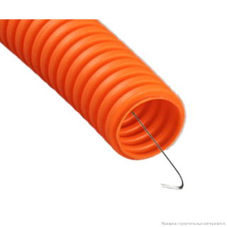 Труба ПНД оранжевая гофрированная(гофра ПНД для кабеля) с зондом 25мм (уп.50м)
