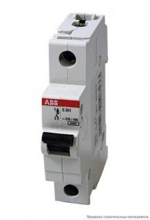 S201/C1 ABB Автоматический выключатель 1п 1A, 6kA
