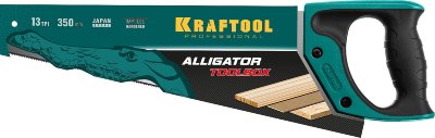 Ножовка (пила) "Alligator TOOLBOX 13" 350 мм, 13 TPI, специальный зуб, компактная, точный рез всех видов материалов, KRAFTOOL