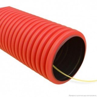 Труба гофрированная(гофра) двустенная 110 мм с протяжкой красная(50м)продается кратно бухте
