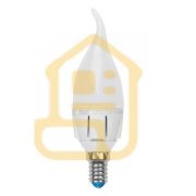 Светодиодная диммируемая LED лампа свеча на ветру Uniel CW37 E14 6W матовая 3000K 560lm(LED-CW37-6W/WW/E14/FR/DIM)