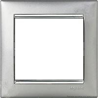 Рамка 1 пост Алюминий/Серебро цвет алюминий , серебренная вставка 770351